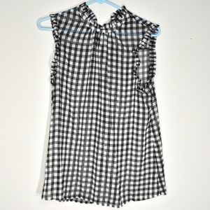 Who What Wear Sleeveless Blouse Black White Check